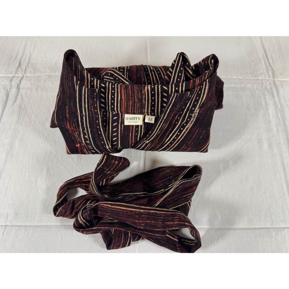 Serrv Womens Medium Artisan Block Print Tunic Belted Long Sleeve Top India
